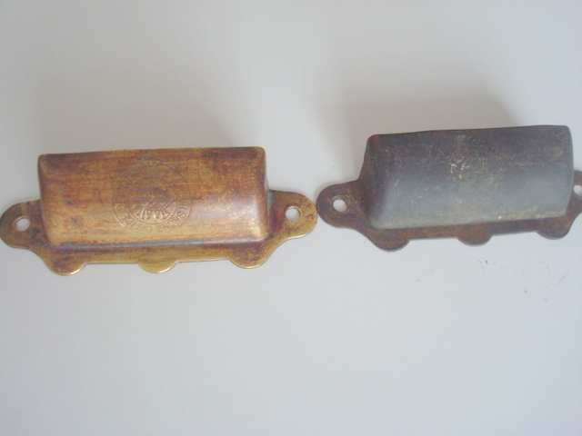 q how can these old desk pulls be cleaned and restored to their glory, painted furniture, i scrubbed the one on the left with a kitchen scrubby but how do I give it a proper cleaning The emblem on the handle says LABOR SAVING OFFICE DEVICES and I d love to know more about these