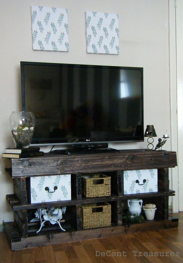 inspired pallet wood tv console, diy, how to, pallet, repurposing upcycling