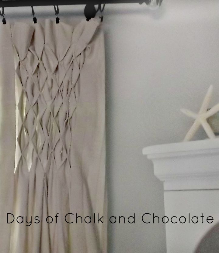 updated dining room curtains, home decor, reupholster, window treatments, Honeycomb smocking