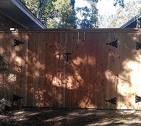 cedar wood fence with a doble door, fences, outdoor living, cedar wood fence with a doble door