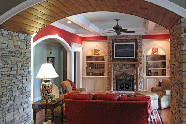 this was a fun project because it was unfinished basement for a few years when we, basement ideas, home decor, kitchen design, living room ideas, Terrace Level Family room