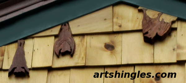 cedar mural for 2013, curb appeal, diy, woodworking projects, 3 Bats at the Gable Peak detail copyright 2013