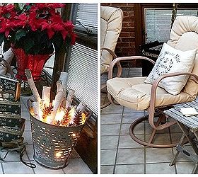 before after the holidays in the sunroom, home decor, outdoor living, B A holiday decor beside the french doors