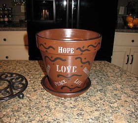 creative clay pot project, crafts, flowers, gardening, Stencil and create