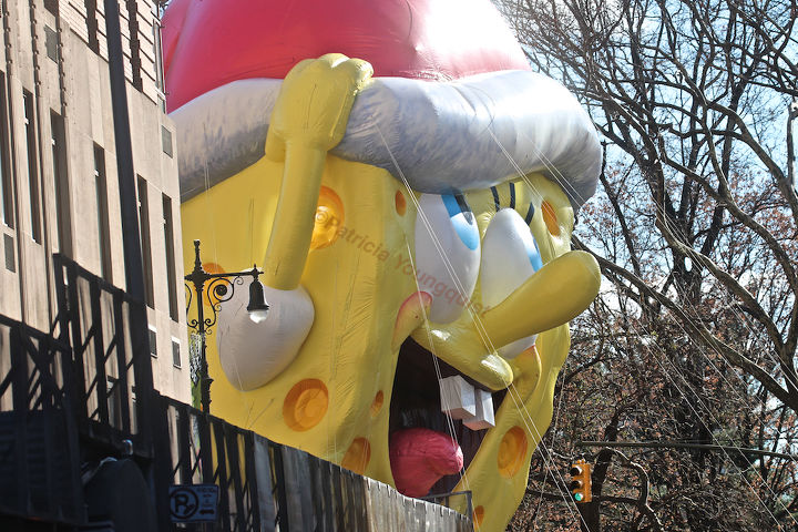 the day after thanksgiving, seasonal holiday d cor, thanksgiving decorations, Sponge Bob Enjoys marching in Macy s 2013 Thanksgiving Parade in spite of high winds