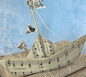 summery sheet music sailboats, crafts, A link to easy to follow instructions for making origami boats can be found on my blog