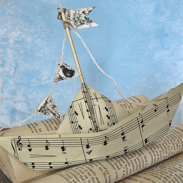 summery sheet music sailboats, crafts, A link to easy to follow instructions for making origami boats can be found on my blog