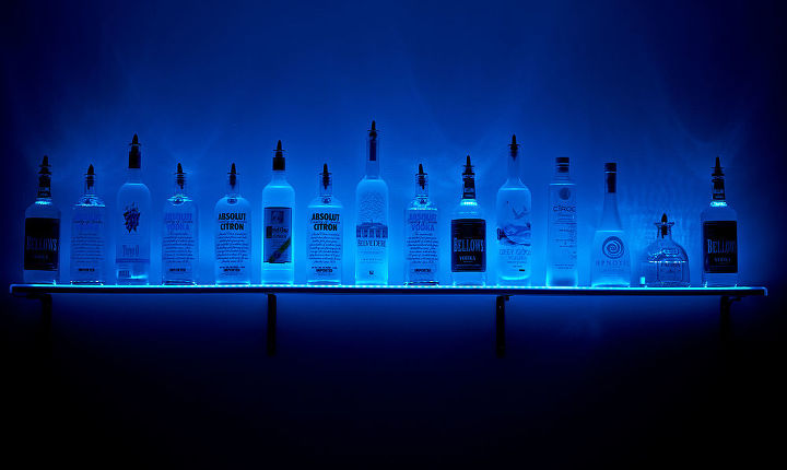 LED Lighted Wall Mounted Liquor Shelves Bottle Display