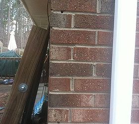 i am trying to find a way to connect my gate to my brick house without the weight of, You can see the 4x4 leaning against the house and the holes where the cement screws were driven in in the beginning