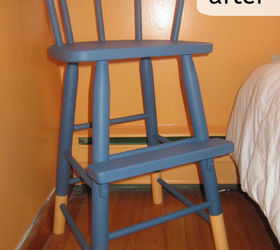 navy amp orange paint dipped high chair, painted furniture, after the blue is City Lights by Clark Kensington and the orange is Cantaloupe by Behr