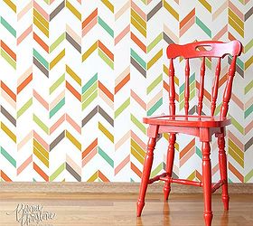 painting chevron and herringbone patterns the easy way with stencils, painted furniture, Stenciled herringbone pattern in vintage modern colors