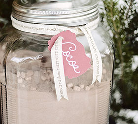 front porch hot cocoa party, chalk paint, outdoor living, porches, Hot Cocoa mix in a jar for Hot Cocoa Bar