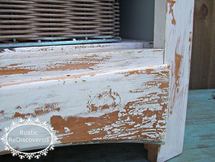 chippy nightstand makeover, painted furniture, rustic furniture, Chippy paint finish using Vaseline