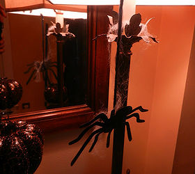 peek a boo spider lamp for halloween, crafts, halloween decorations, lighting, seasonal holiday decor, I attached some black yard to a few to dangle below