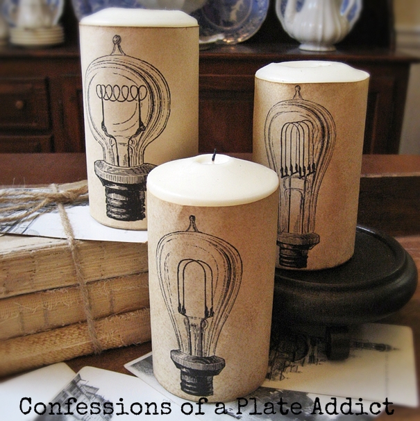 country living inspired filament bulb candle wraps, crafts, Love the vintage look Full instructions are on my blog