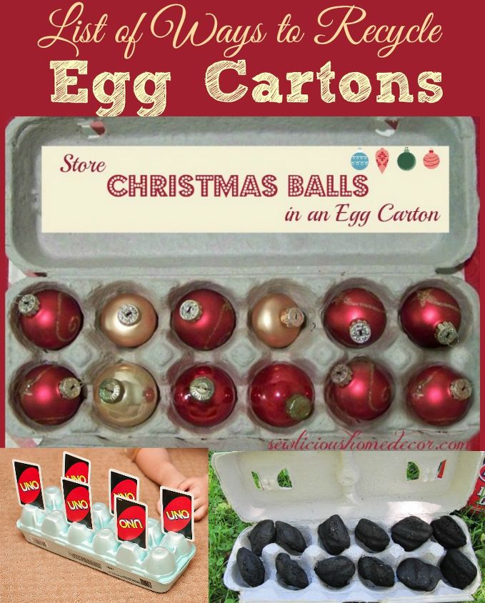 eggs cellent ways to recycle and reuse egg cartons, repurposing upcycling, Store small Christmas balls in egg cartons
