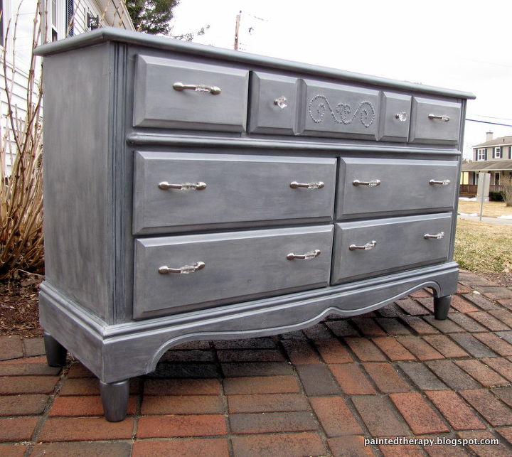 give that boring furniture a shine with a faux zinc finish, painted furniture, After a little zinc shine