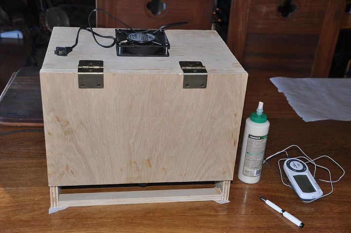 diy food dryer jerky maker, box with lower vent and fan on top