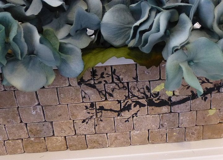 diy wood and tile planter box, crafts, diy, Used craft paint with the stencil