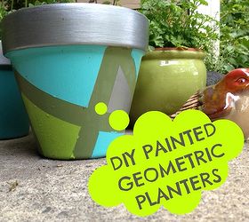 colorful triangles painted terra cotta pot, crafts, gardening