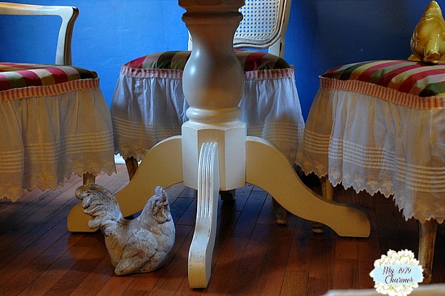 ralph lauren ruffled chair skirts, painted furniture, reupholster