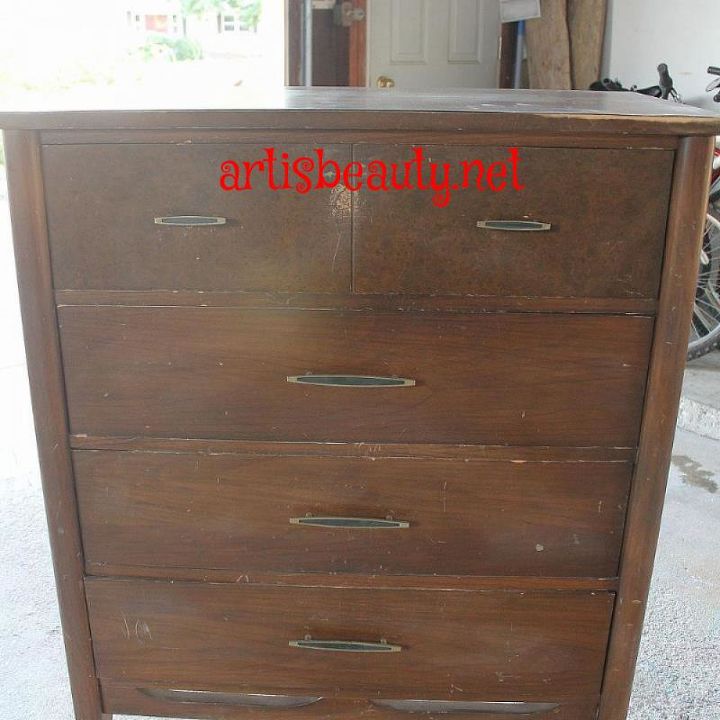free dresser turned ooh la la french beauty, painted furniture, Here was the before Dark and drab but yet ready to be FAB