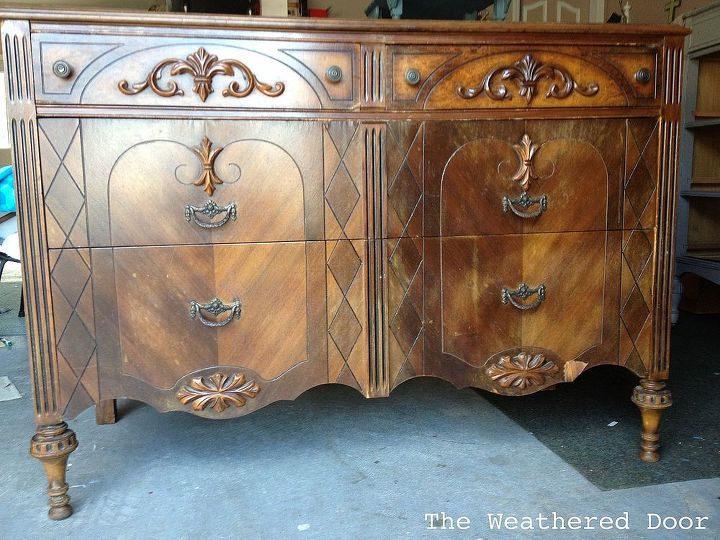 a black dresser with glass knobs, painted furniture, The Weathered Door dresser before