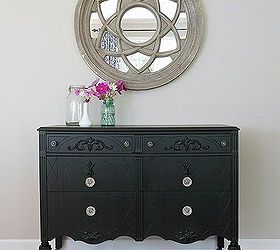 a black dresser with glass knobs, painted furniture, The Weathered Door A black dresser with glass knobs