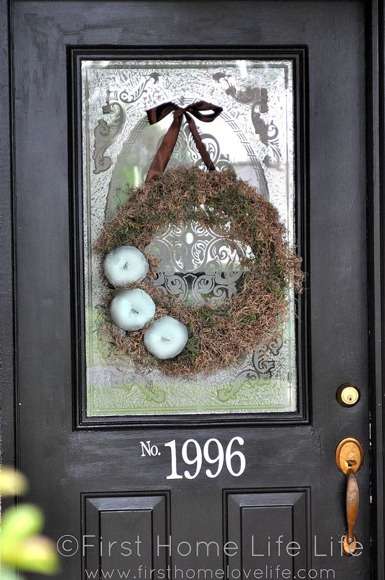 simplistic blue pumpkin and moss fall wreath, crafts, seasonal holiday decor, wreaths