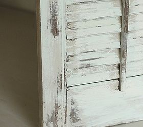 how to paint old shutters and use for decor, There is no mess with the wet distress method and you have way more control than with sandpaper