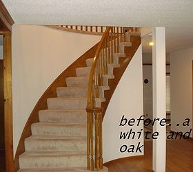 diy updating 80 s oak stairwell, before 1
