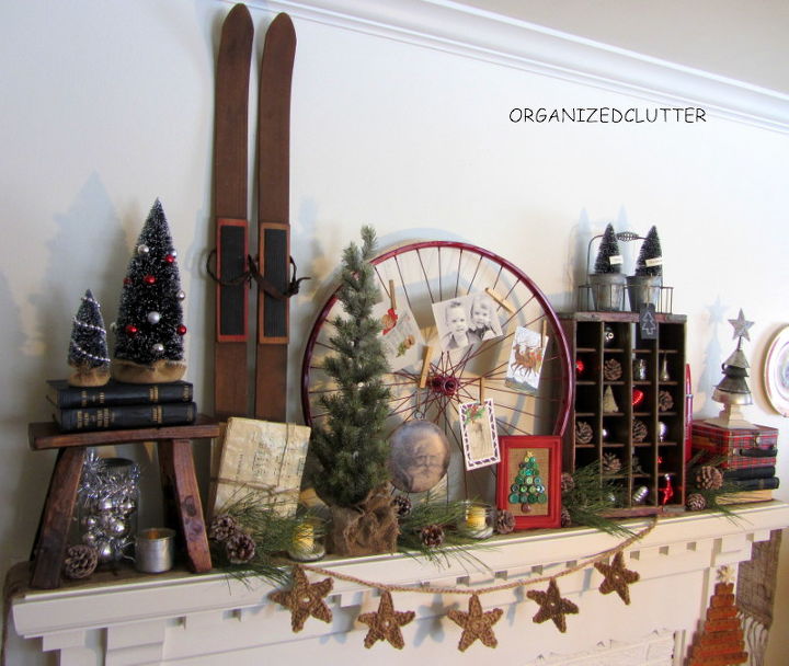 vintage rustic christmas mantel, christmas decorations, repurposing upcycling, seasonal holiday decor, Crocheted jute star garland