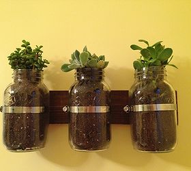 diy mason jar planters, diy, flowers, gardening, mason jars, repurposing upcycling, succulents, These plants ended up being too big Use smaller succulents or even dried flowers for your project Good luck