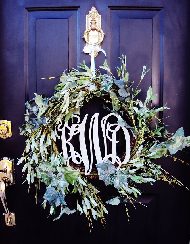 monogram wreath, doors, home decor, wreaths