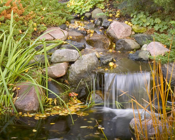 autumn waterfalls provide beauty in landscape, landscape, outdoor living, ponds water features