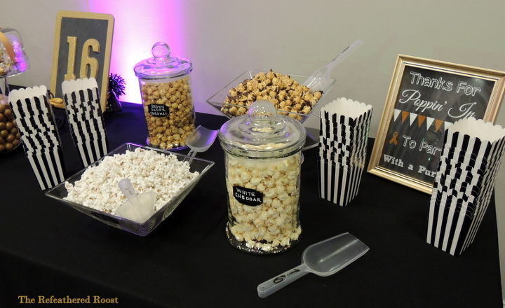 party with a purpose a sweet sweet sixteen, crafts, Four flavors of popcorn
