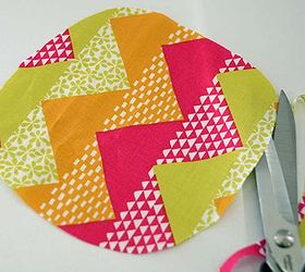 mason jar pin cushion, crafts, mason jars, Round out the edges of a 6 x 6 piece of fabric