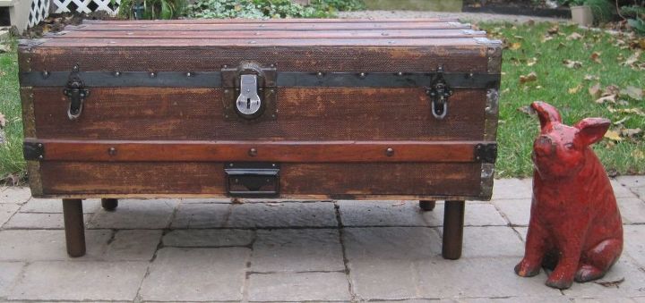 antique steamer trunk into coffee table should the interior be lined