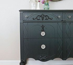 a black dresser with glass knobs, painted furniture, The Weathered Door A black dresser with glass knobs