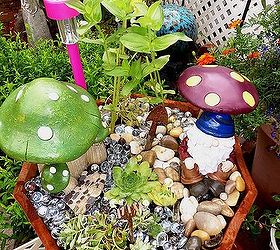a few projects, outdoor living, repurposing upcycling, I made a Gnome Garden Pot using a yard sale pot that I bought for 2 00