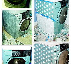 stenciling a washer dryer set with polka dots, appliances, laundry rooms, painting, Step by step stenciling a washing machine