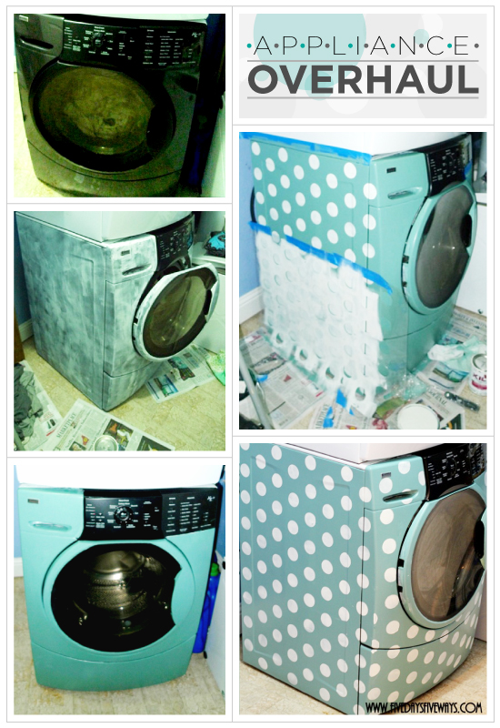 stenciling a washer dryer set with polka dots, appliances, laundry rooms, painting, Step by step stenciling a washing machine