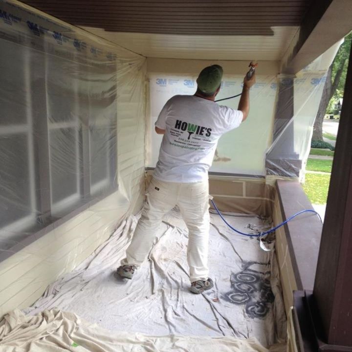 sprayed trim on ferndale home exterior, curb appeal, painting, Spraying under the porch