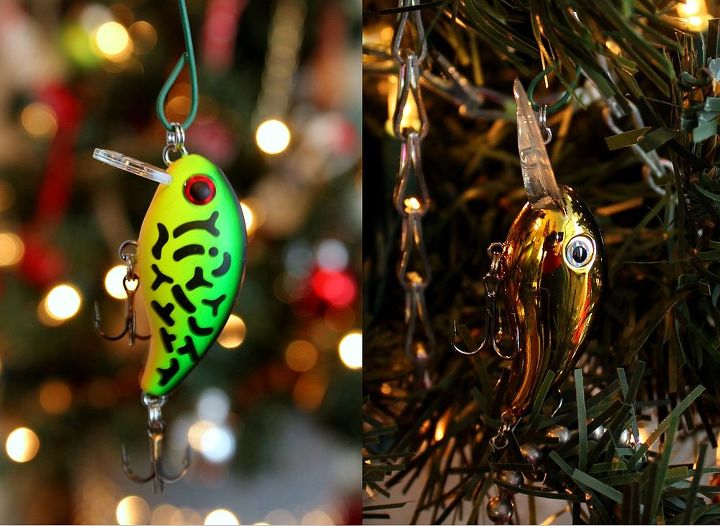 the man tree, christmas decorations, seasonal holiday decor, Fishing Lure Ornaments