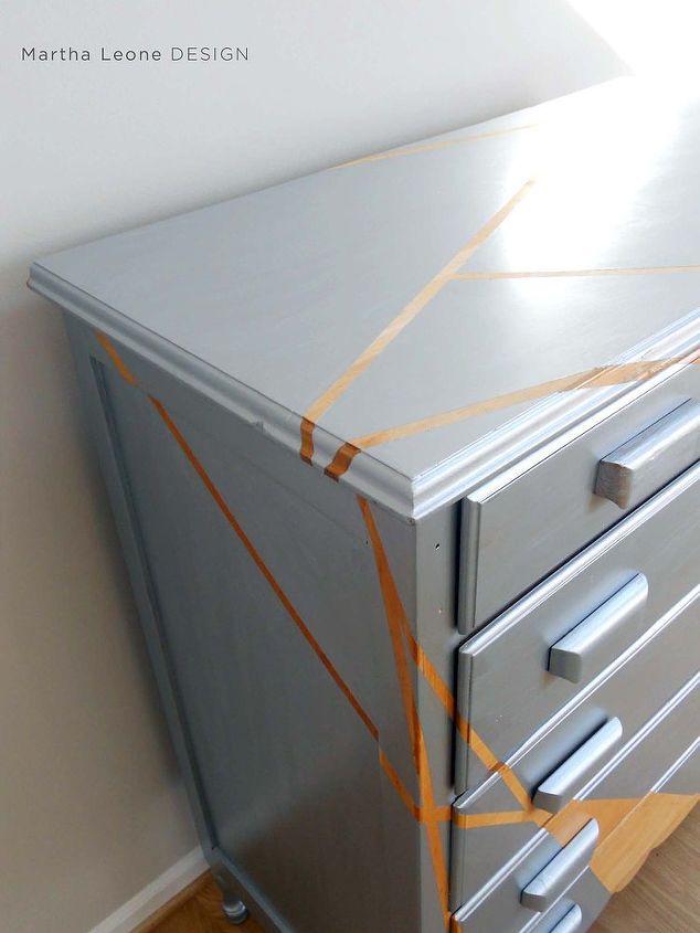 a new piece in metallic silver, painted furniture