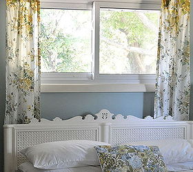 our bedroom makeover, bedroom ideas, doors, home decor, headboard make over by adding caning trim and painting