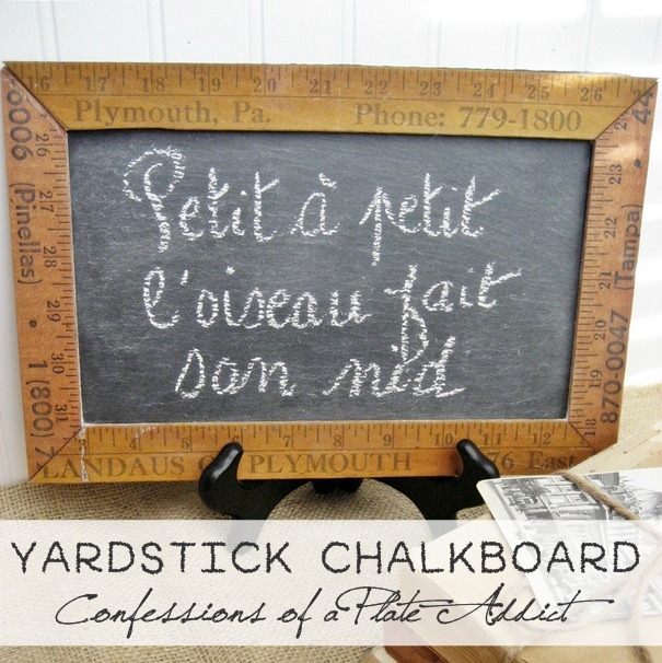 more fun projects with chalkboard paint, chalkboard paint, crafts, wreaths, Vintage yardsticks and a little chalkboard combine in this fun idea