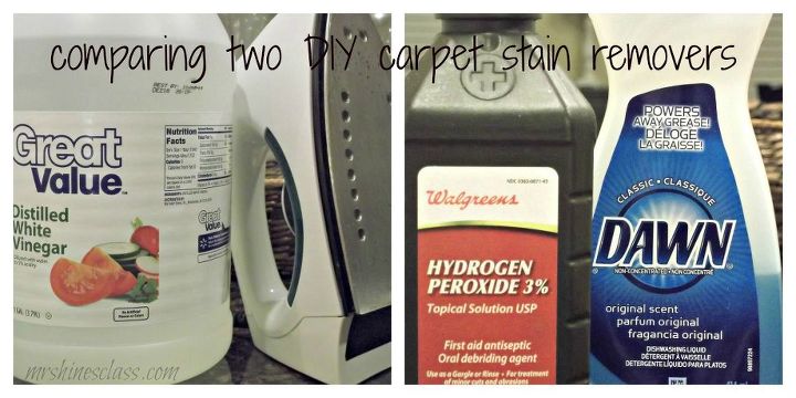 putting two carpet stain removal tips to a comparison test, cleaning tips, flooring, They both work well but I definitely preferred one over the other come on over to Mrs Hines Class to see the results and get the homemade recipes for each of these carpet stain removers