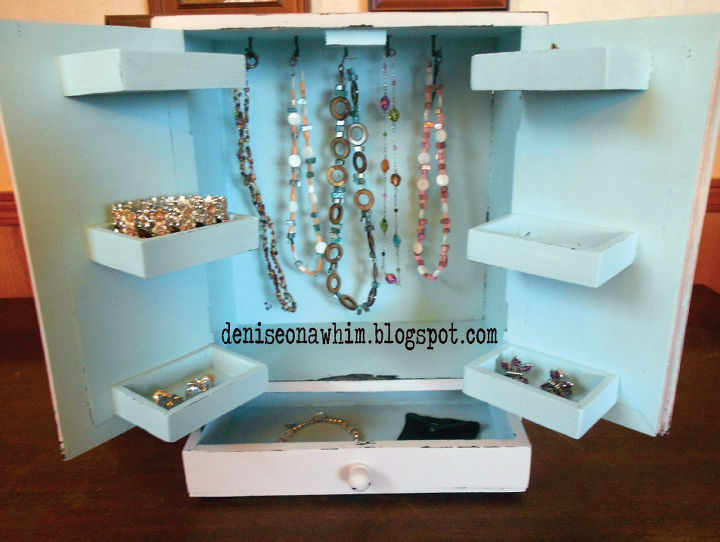 goodwill find turned romantic jewelry armoire, cleaning tips, cubbies and hooks for jewlery storage