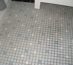 sealer to get tile floor and wall grout clean, bathroom ideas, home maintenance repairs, tile flooring, tiling, Chicklet tile before Grout Shield